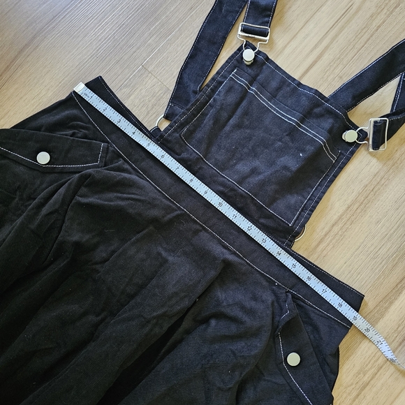 Unique Vintage 1960s Black Corduroy Brionne Pinafore Skirt 1X 16 - Picture 10 of 10